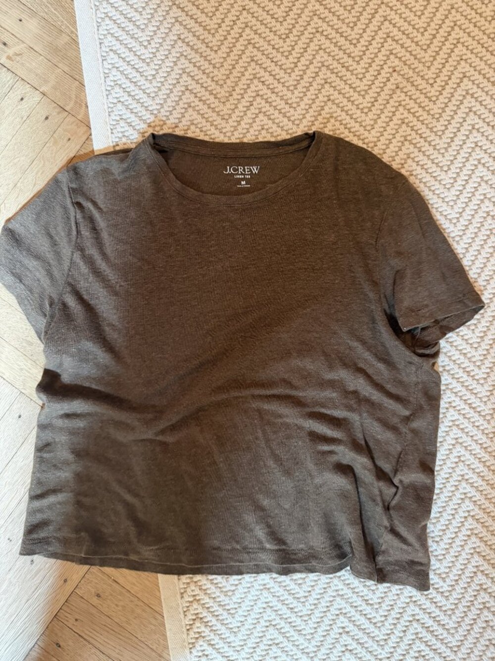 J.Crew Brown 100% Linen Short Sleeve Tee Size M